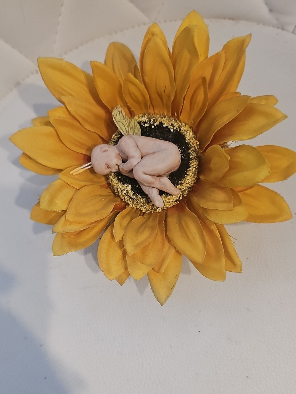 Artist Sunflower Baby Figurine Floral Decor - Yellow